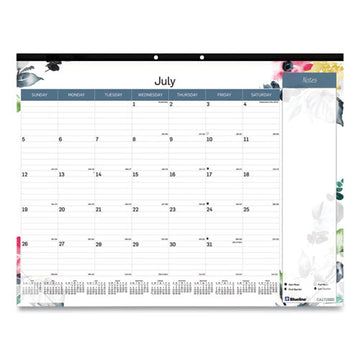 Blueline® Spring Monthly Academic Desk Pad Calendar, Flora Artwork, 22 X 17, Black Binding, 18-month (july To Dec): 2021 To 2022 freeshipping - TVN Wholesale